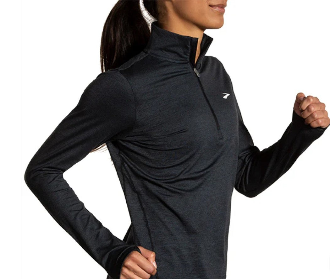 Brooks Dash 1/2 Zip 2.0 Htr Black Sudadera Ligera Para Mujer
