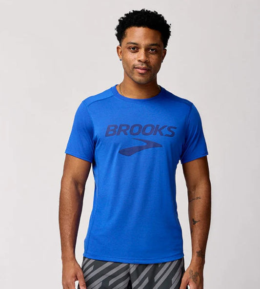 Playera Brooks Manga Corta Distance Short Sleeve 3.0 Neo Blue