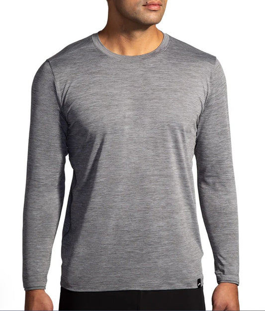 Playera Manga Larga Brooks Luxe Long Sleeve HTR Charcoal Hombre