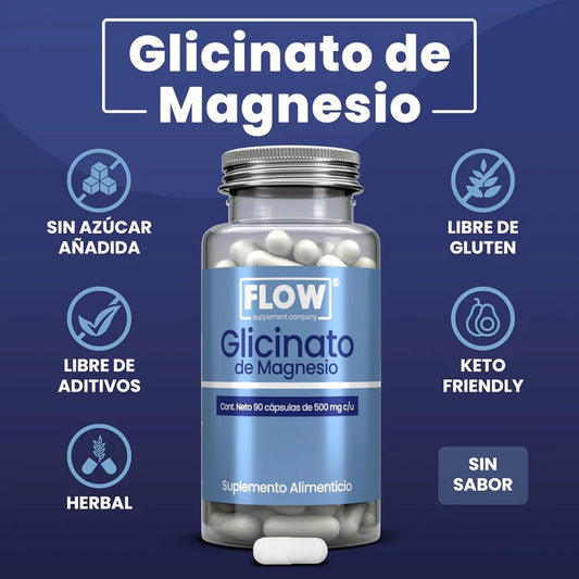 Suplemento Alimenticio FLOW Glicinato de Magnesio (90 cápsulas)