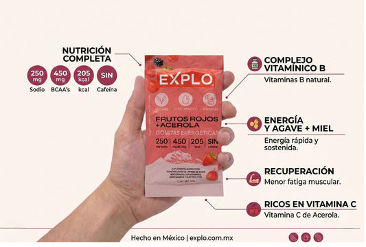 Gomitas Energeticas Explo Sabor Frutos Rojos+Acerola