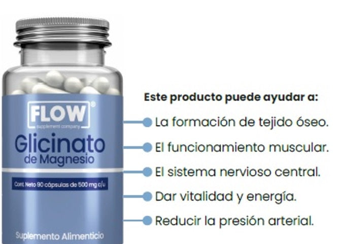Suplemento Alimenticio FLOW Glicinato de Magnesio (90 cápsulas)