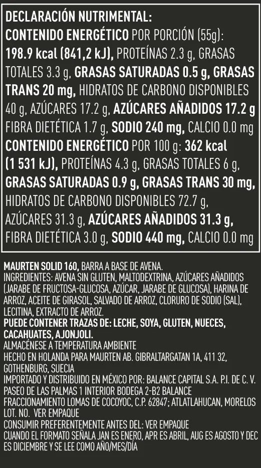 Barra Energética Maurten Solid C 160 (Caja de 12 Unidades)