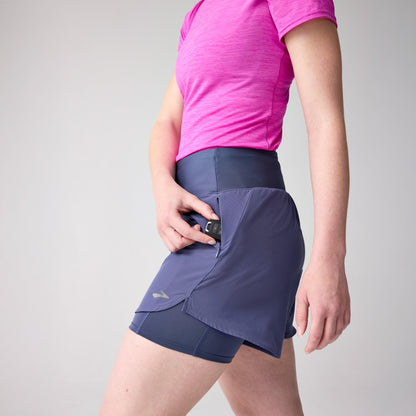 Brooks 2-en-1 Running Shorts | Máxima Cobertura y Cero Rozaduras Mujer