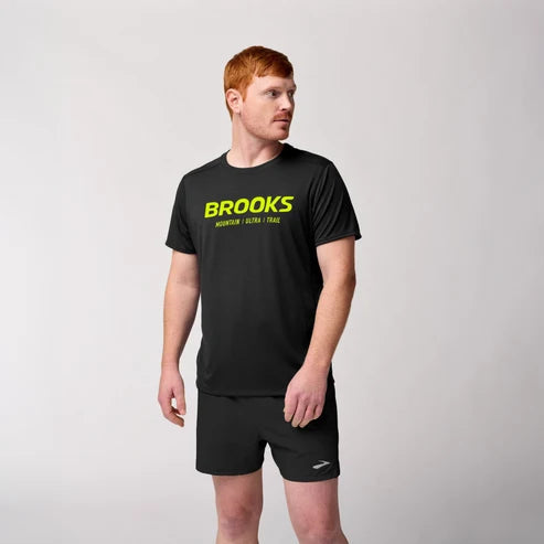Playera de Manga Corta para Correr  Brooks Distance Mountain Ultra Trail Hombre