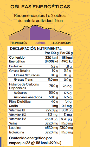 Obleas Energéticas Explo Sabor Chocolate 45 gr