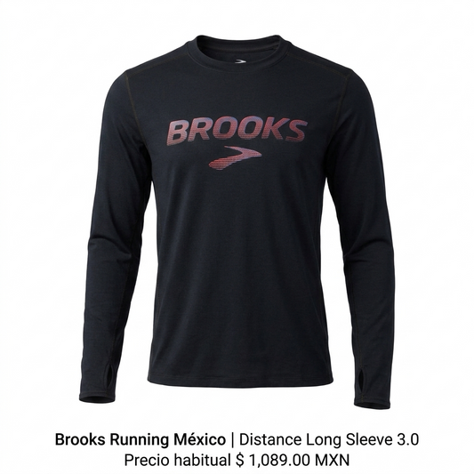 Brooks Running - Camiseta Distance Long Sleeve 3.0 - Black Hombre