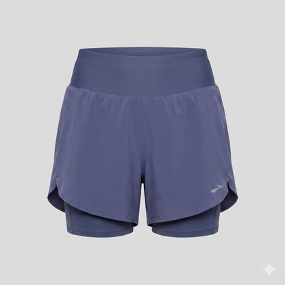 Brooks 2-en-1 Running Shorts | Máxima Cobertura y Cero Rozaduras Mujer