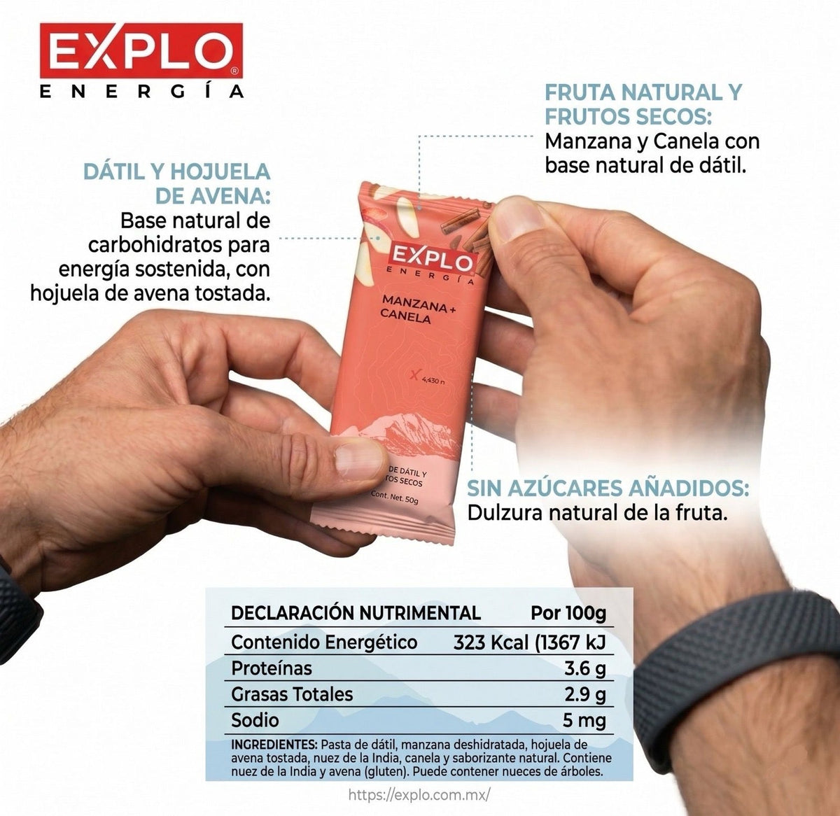 Barra de Energía Explo Manzana Canela 50gr.