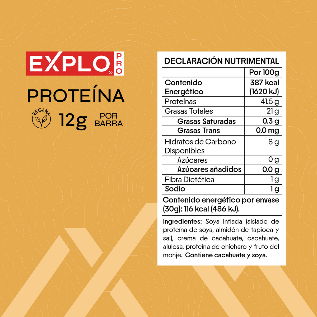 Barra de Proteína Explo Nutrición Para Atletas Sabor Cacahuate 12g